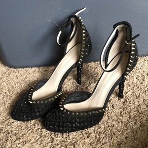 Black and gold sparkly heels